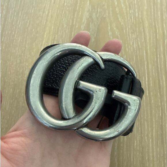 Gucci Belt GG Marmont Leather Black Antique Silver main image 5